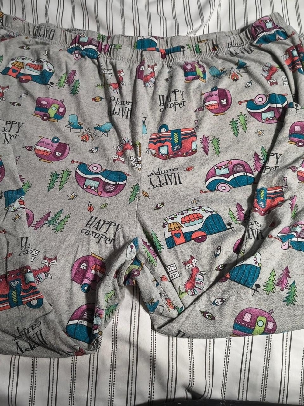 Secret Treasures Grey Pajama Bottoms with Colorful Camper Print